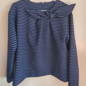 banana republic boat neck striped shirt with bow